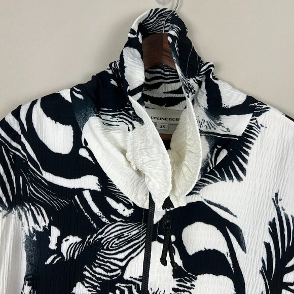 CAROLINE ROSE Jacket Topper Womens 3X White Black Textured Zip‎ Up Artsy Animal - Picture 4 of 13